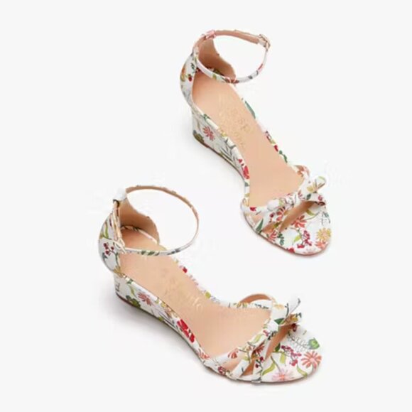 Kate Spade Flamenco Wedges White Floral Wedding Guest Summer Resort Size 6 NIB - Picture 1 of 10
